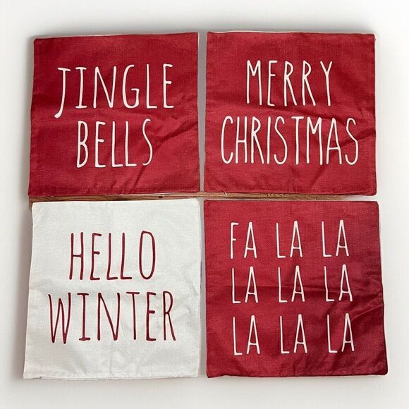 NEW Christmas Decorative Pillow Covers 18 x 18”  Set of 4 Holiday Decorations - Picture 1 of 6